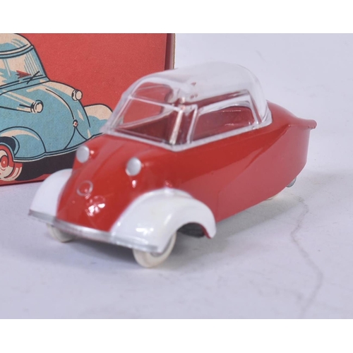 201 - An original vintage French ( Quiralu ) made diecast model Messerschmitt Cabin Scooter. Red body with... 