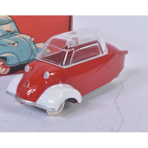 201 - An original vintage French ( Quiralu ) made diecast model Messerschmitt Cabin Scooter. Red body with... 