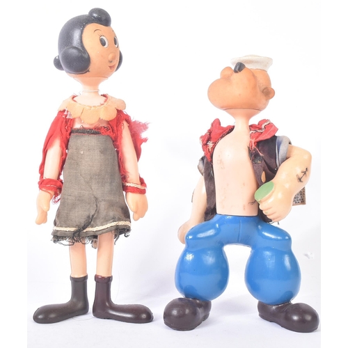 221 - Two vintage King Features ( Hong Kong ) made Popeye and Olive Oyl figurines. Hollow plastic with rub... 