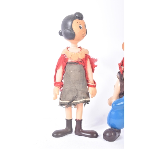 221 - Two vintage King Features ( Hong Kong ) made Popeye and Olive Oyl figurines. Hollow plastic with rub... 