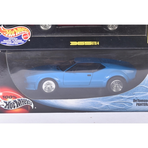 234 - A collection of x3 Mattel made Hot Wheels 1/18 scale diecast model cars comprising; 50424 DeTomaso P... 