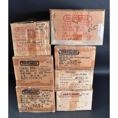 263 - A collection of x7 vintage Matchbox (empty) trade boxes. Product  numbers to include: DY13, DY-22, D... 