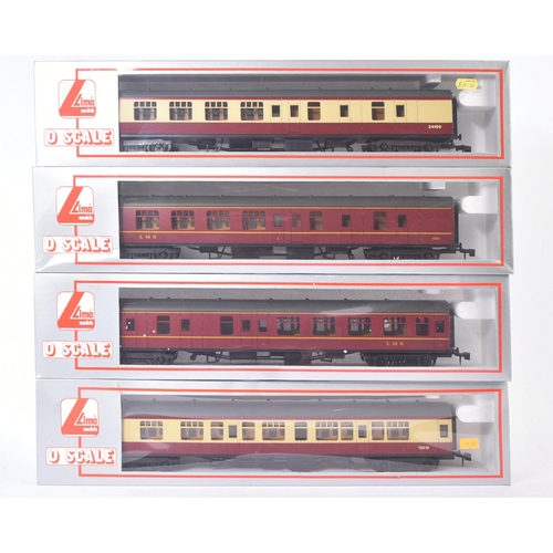 274 - A collection of x4 Lima made O gauge model railway trainset locomotive rolling stock coaches / carri... 