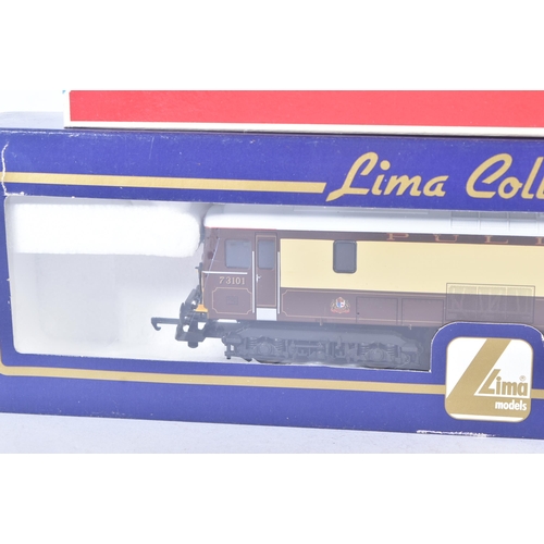 291 - Two Lima made OO gauge model railway diesel trainset locomotive engines comprising; Class 73 73101 B... 