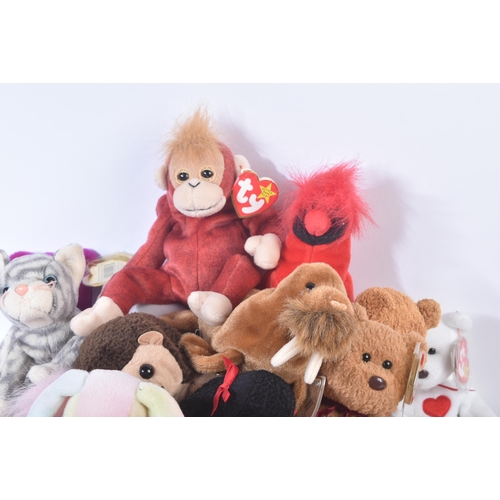 334 - A large collection of vintage collectible TY Beanie Babies to include; Clubby, Jabber, Honks, Cheeks... 