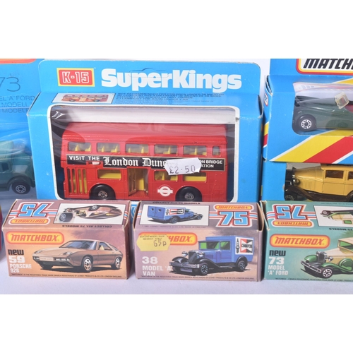 363 - A collection of assorted vintage Matchbox diecast model cars and other vehicles to include x6 boxed ... 