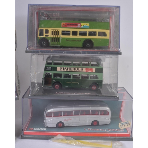 366 - A collection of x10 original Corgi Original Omnibus boxed diecast model buses to include; AEC Q Doub... 