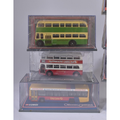 366 - A collection of x10 original Corgi Original Omnibus boxed diecast model buses to include; AEC Q Doub... 