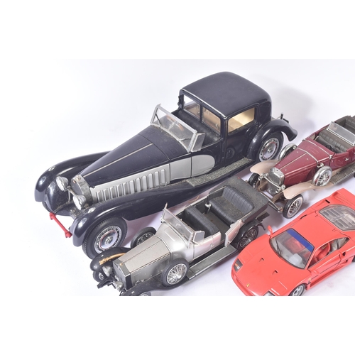 390 - A collection of x6 assorted Franklin Mint diecast model cars comprising; 1/16 scale 1931 Bugatti Roy... 