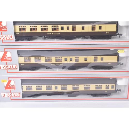 457 - A collection of x4 Lima O gauge model railway trainset locomotive rolling stock coaches / carriages ... 