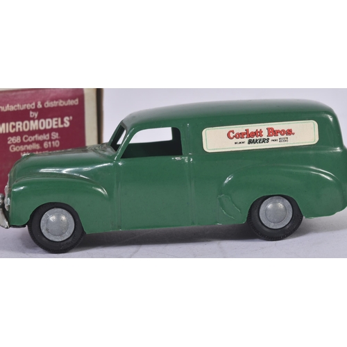 69 - An vintage 1950s Australian Micro Models boxed plastic model of an F.J Holden Van. Green body with b... 