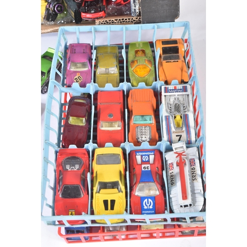 85 - A collection of assorted vintage loose diecast model cars, largely Mattel made Hot Wheels along with... 