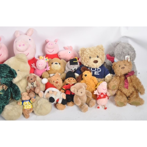 87 - Teddy Bears - a collection of x 33 assorted teddy bears / plush toys to include: Peppa Pig, Jade, Sk... 