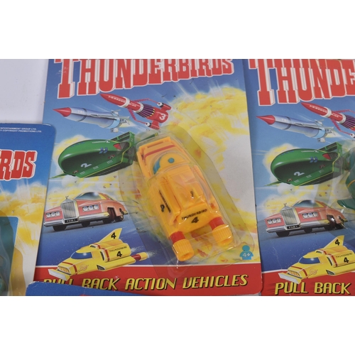 522 - A collection of x7 vintage Matchbox Thunderbirds action figures and vehicles comprising; x3 pull bac... 