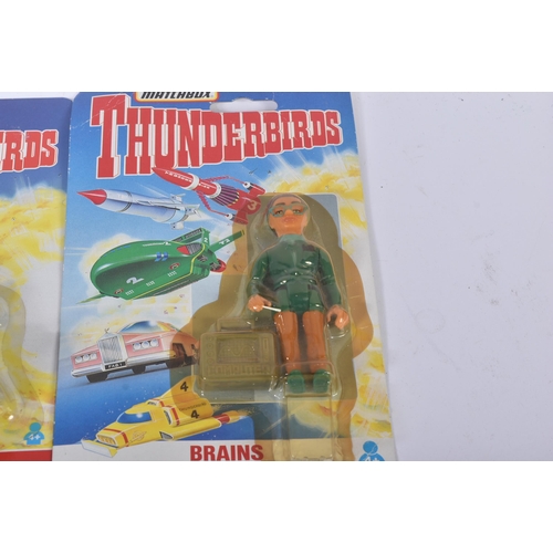 522 - A collection of x7 vintage Matchbox Thunderbirds action figures and vehicles comprising; x3 pull bac... 