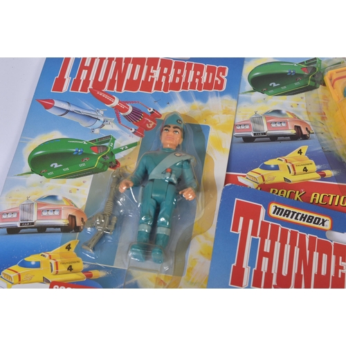 522 - A collection of x7 vintage Matchbox Thunderbirds action figures and vehicles comprising; x3 pull bac... 