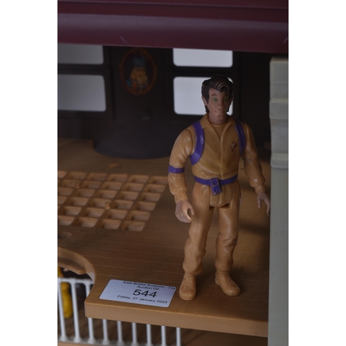 544 - The Real Ghostbusters - an original 1980s Kenner made Fire House Headquarters, Ecto-1 vehicle and x6... 