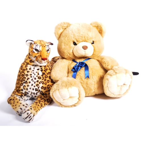 320 - A gigantic Leopard & Teddy Bear. A stuffed oversized Leopard & Teddy Bear measuring 80cm x 110cm and... 