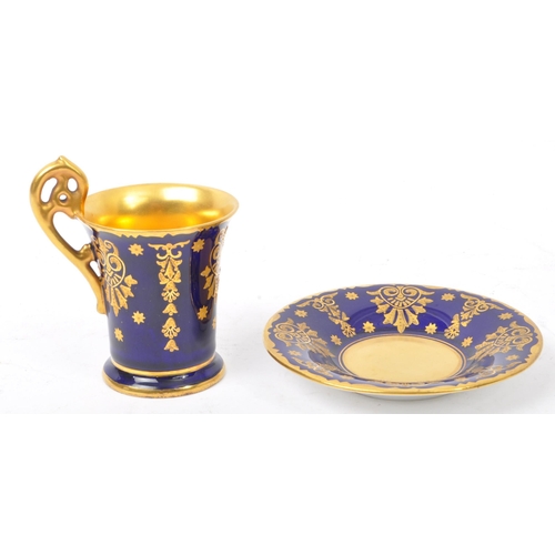 10 - An early 20th century Coalport fine bone china cobalt & gilt Demitasse chocolate cup & saucer. The c... 