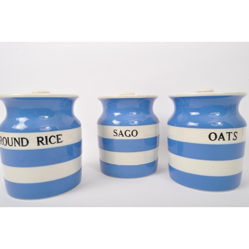 107 - T. G. Green - A collection of vintage 20th century T. G. Green Cornish ware lidded jars with signatu... 