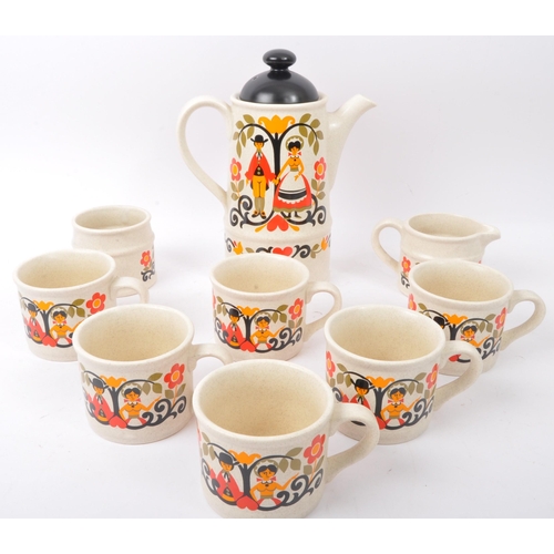 28 - A vintage mid 20th century circa 1960s Sadler Pennsylvania 'Dutch people' pottery earthware coffee s... 