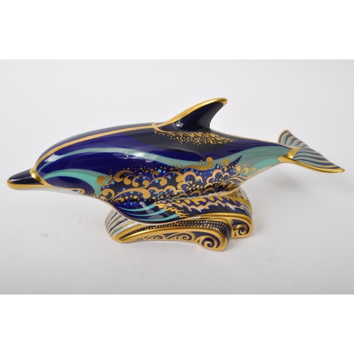 60 - Royal Crown Derby - Dolphin - A vintage 20th century Royal Crown Derby NOS New Old Stock fine bone c... 