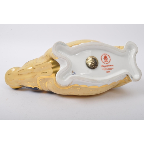 77 - Royal Crown Derby - Hippopotamus - A vintage 20th century Royal Crown Derby bone china paperweight f... 