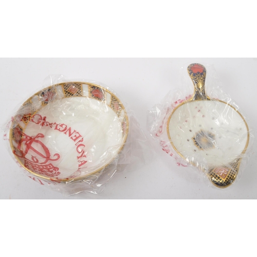 91 - Royal Crown Derby -  Tea Strainer & Bowl- A contemporary Royal Crown Derby NOS New Old Stock fine bo... 
