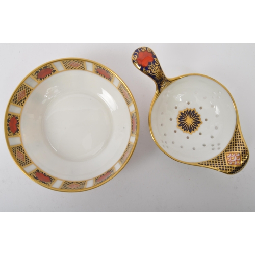 91 - Royal Crown Derby -  Tea Strainer & Bowl- A contemporary Royal Crown Derby NOS New Old Stock fine bo... 
