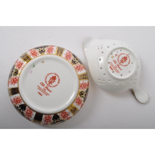 91 - Royal Crown Derby -  Tea Strainer & Bowl- A contemporary Royal Crown Derby NOS New Old Stock fine bo... 