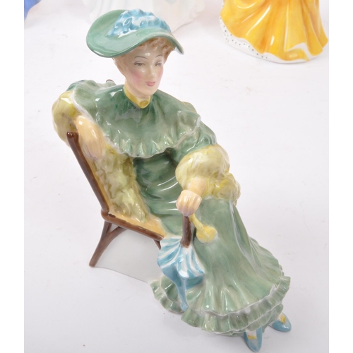 99 - An assortment of vintage 20th century bone china and bisque figures to include Royal Doulton Masquer... 