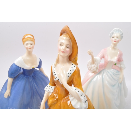 99 - An assortment of vintage 20th century bone china and bisque figures to include Royal Doulton Masquer... 