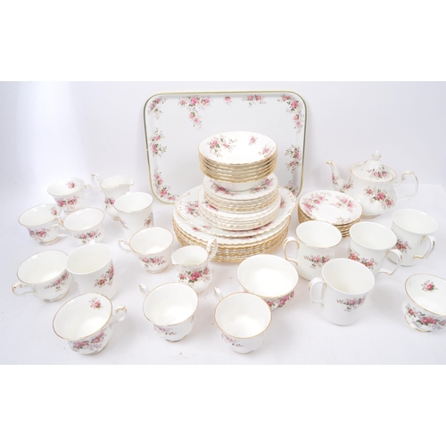15 - A vintage 20th century Royal Albert 'Lavender Rose' bone china tea service. The set to include a tea... 