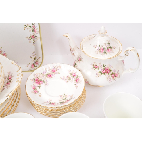 15 - A vintage 20th century Royal Albert 'Lavender Rose' bone china tea service. The set to include a tea... 