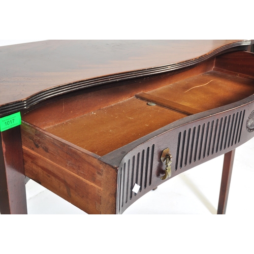 1017 - 19th century Victorian mahogany Chinese Chippendale revival writing table desk. Raised on squared ta... 