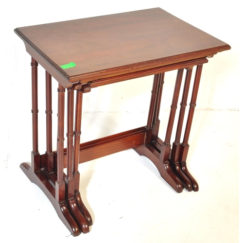 1024 - An early 20th century Edwardian circa. 1900's mahogany nest of occasional tables having thin turned ... 