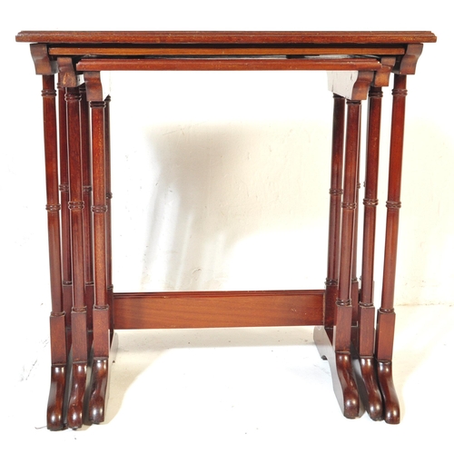 1024 - An early 20th century Edwardian circa. 1900's mahogany nest of occasional tables having thin turned ... 