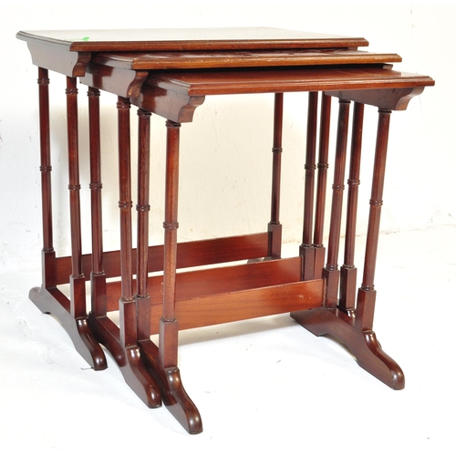 1024 - An early 20th century Edwardian circa. 1900's mahogany nest of occasional tables having thin turned ... 