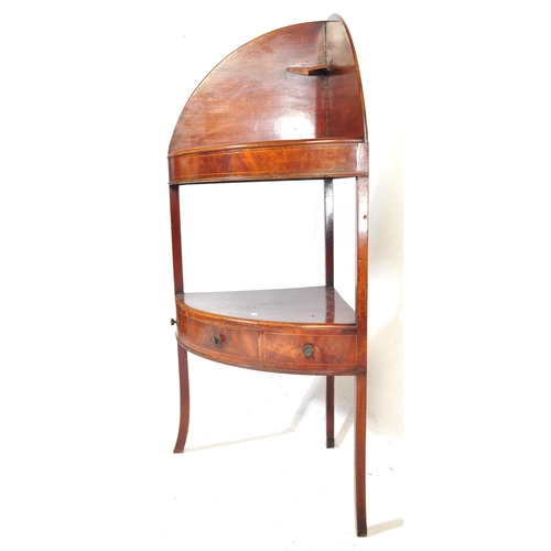1029 - A 19th century George III mahogany washstand. Tapering legs with lower triangular frieze having draw... 