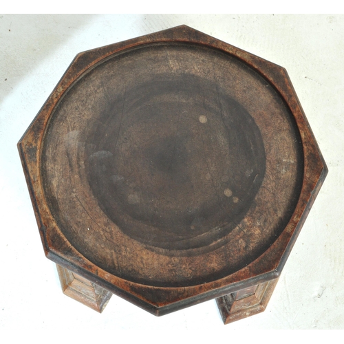 1038 - A Victorian 19th Century Arts & Craft table top plant stand. Of circular mahogany construction with ... 