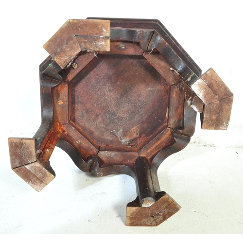 1038 - A Victorian 19th Century Arts & Craft table top plant stand. Of circular mahogany construction with ... 