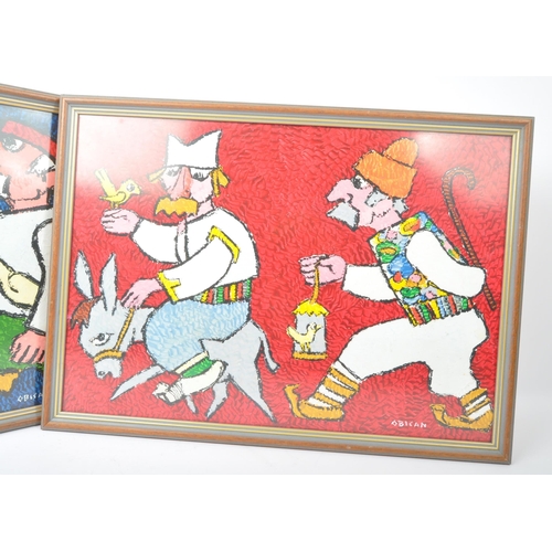 570 - Jovan Obican (French, 1918 - 1986) - A pair of vintage 20th century acrylic on paper from the French... 