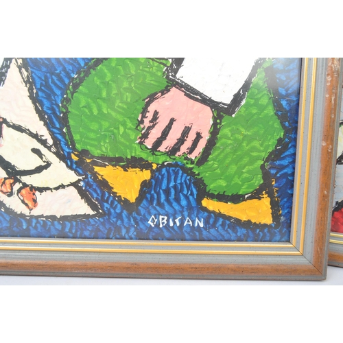570 - Jovan Obican (French, 1918 - 1986) - A pair of vintage 20th century acrylic on paper from the French... 
