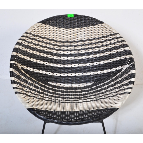 589 - A retro vintage mid 20th Century circa 1960s woven black & white satellite sputnik chair. Of round f... 