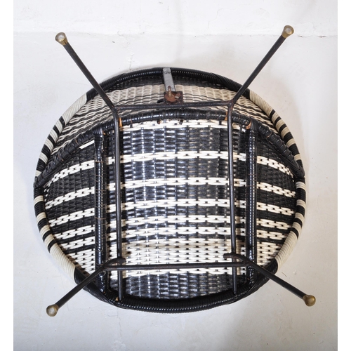 589 - A retro vintage mid 20th Century circa 1960s woven black & white satellite sputnik chair. Of round f... 