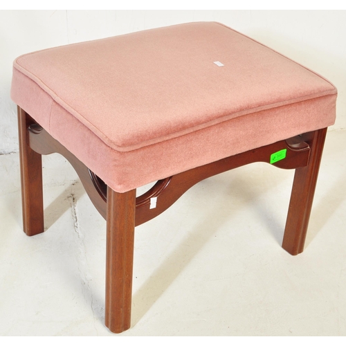 590 - A mid 20th Century retro vintage mahogany G Plan footstool. Of rectangular form with pink upholstere... 