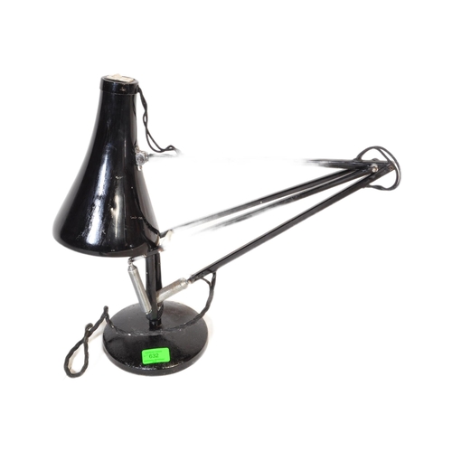 632 - A retro vintage 20th century circa 1960s black Herbert Terry anglepoise desk table lamp light with a... 
