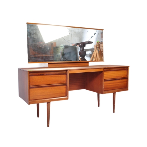 643 - Austinsuite - Mid-century teak wood dressing table being raised on splayed legs with suspended body ... 