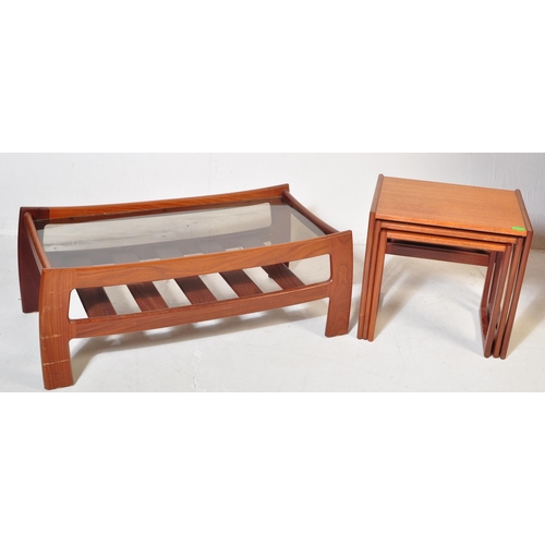 651 - A retro vintage 20th century G Plan teak wood nest of tables in the quadrille pattern along with a G... 