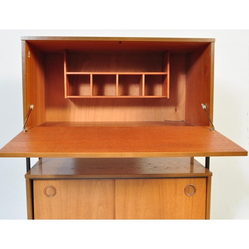 679 - British Modern Design - Mid-century Avalon modular unit in teak wood with fall front drink cabinet o... 